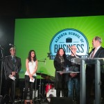 Councillor Ben Henderson presenting a certificate to Dean Joseph Doucet to recognize the Alberta School of Business' 100th Anniversary!